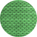 Round Machine Washable Abstract Emerald Green Modern Area Rugs, wshabs4807emgrn