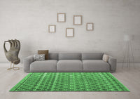 Machine Washable Abstract Emerald Green Modern Rug, wshabs4807emgrn