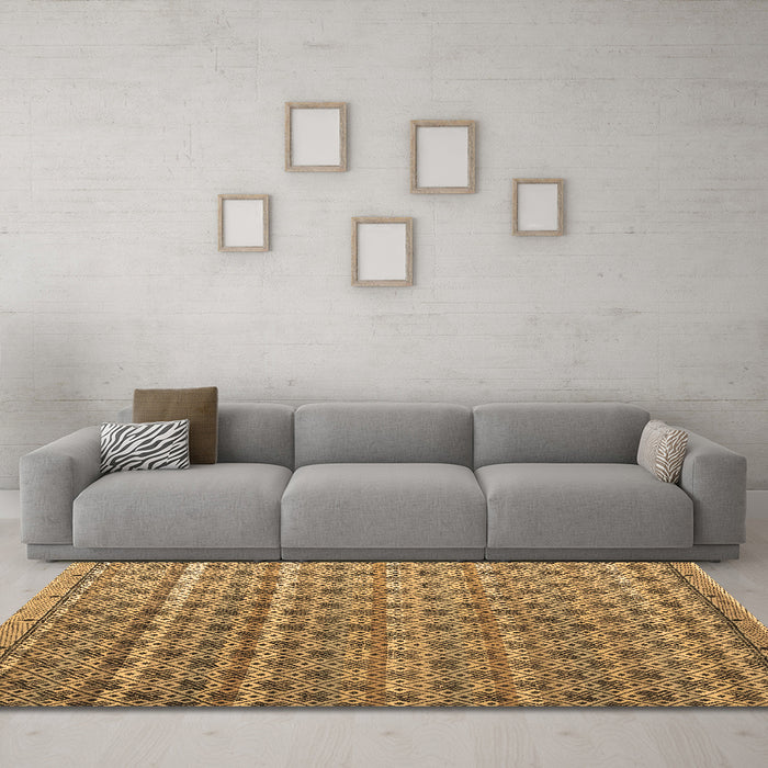 Machine Washable Abstract Brown Modern Rug in a Living Room,, wshabs4807brn