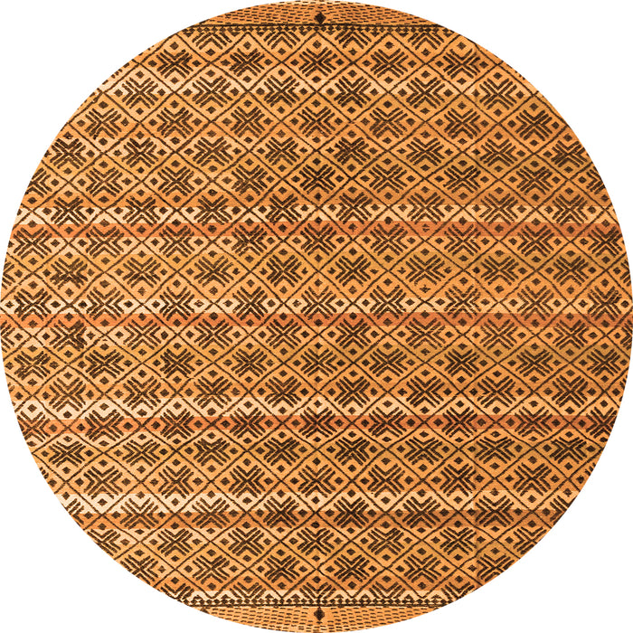 Round Machine Washable Abstract Orange Modern Area Rugs, wshabs4807org