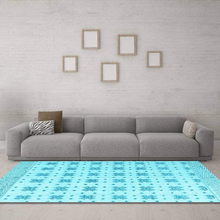 Machine Washable Abstract Light Blue Modern Rug in a Living Room, wshabs4808lblu
