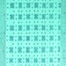 Square Machine Washable Abstract Turquoise Modern Area Rugs, wshabs4808turq