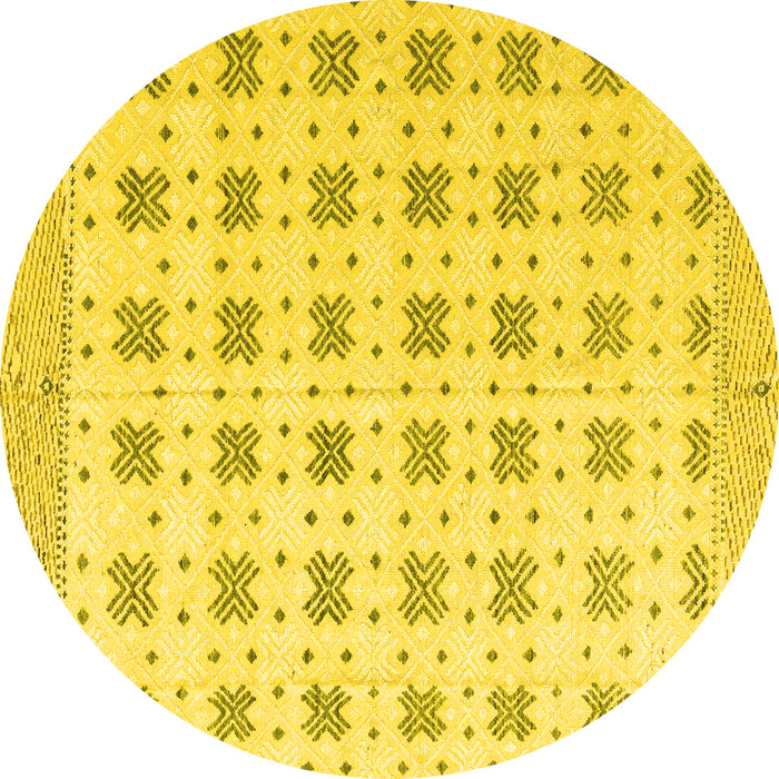 Round Abstract Yellow Modern Rug, abs4808yw
