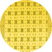 Round Abstract Yellow Modern Rug, abs4808yw