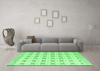 Machine Washable Abstract Emerald Green Modern Rug, wshabs4808emgrn