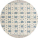 Round Machine Washable Abstract Dark Gray Rug, wshabs4808