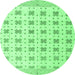 Round Abstract Emerald Green Modern Rug, abs4808emgrn