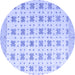 Round Abstract Blue Modern Rug, abs4808blu