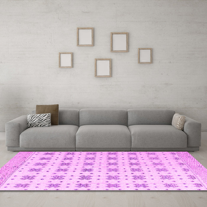 Machine Washable Abstract Pink Modern Rug in a Living Room, wshabs4808pnk