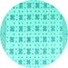 Round Abstract Turquoise Modern Rug, abs4808turq