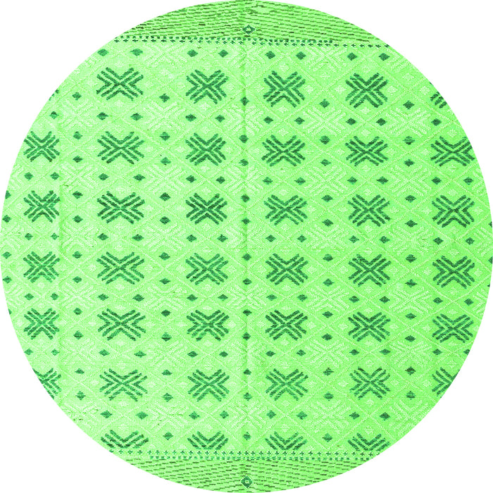 Round Machine Washable Abstract Green Modern Area Rugs, wshabs4808grn
