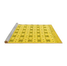 Sideview of Machine Washable Abstract Yellow Modern Rug, wshabs4808yw