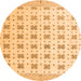 Round Machine Washable Abstract Orange Modern Area Rugs, wshabs4808org