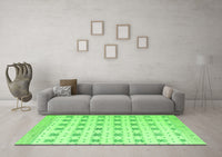 Machine Washable Abstract Green Modern Rug, wshabs4808grn