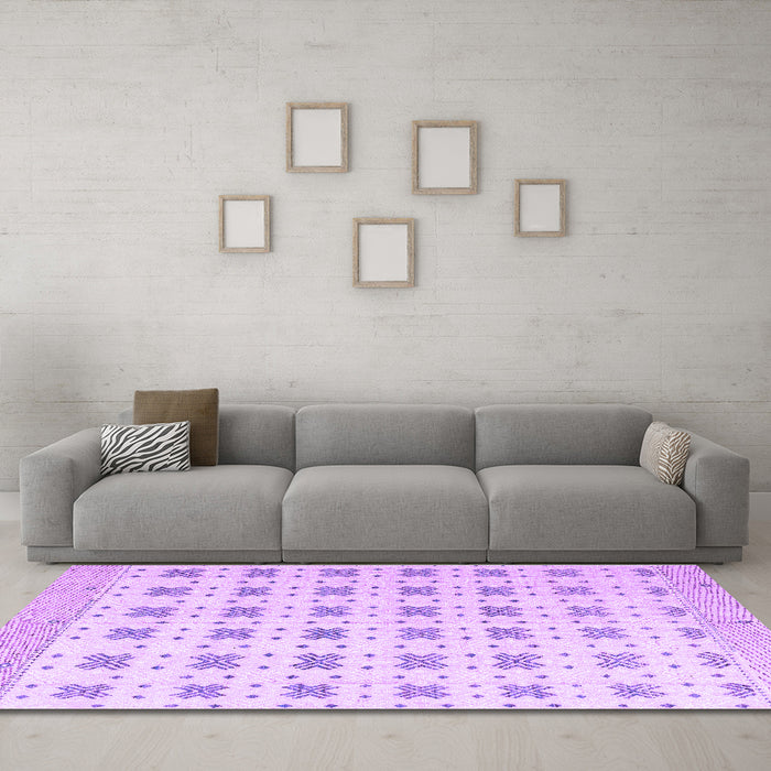 Machine Washable Abstract Purple Modern Area Rugs in a Living Room, wshabs4808pur
