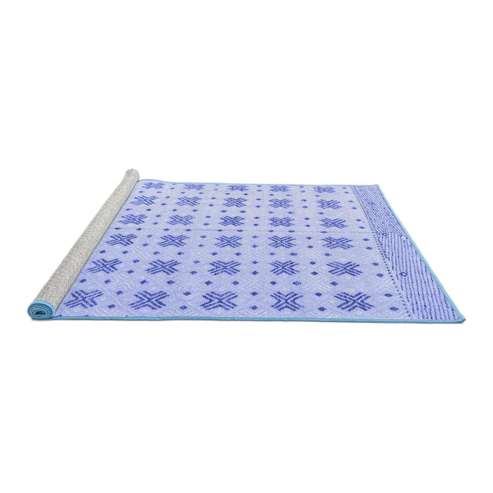 Sideview of Machine Washable Abstract Blue Modern Rug, wshabs4808blu