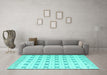 Machine Washable Abstract Turquoise Modern Area Rugs in a Living Room,, wshabs4808turq