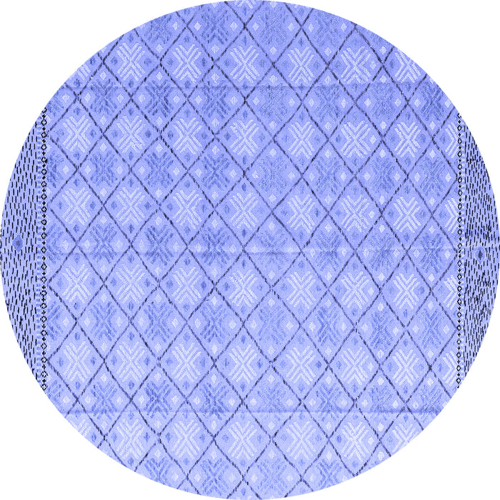 Round Abstract Blue Modern Rug, abs4809blu