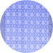 Round Abstract Blue Modern Rug, abs4809blu