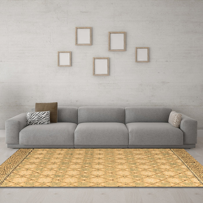 Machine Washable Abstract Brown Modern Rug in a Living Room,, wshabs4809brn