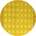 Round Machine Washable Abstract Yellow Modern Rug, wshabs4809yw