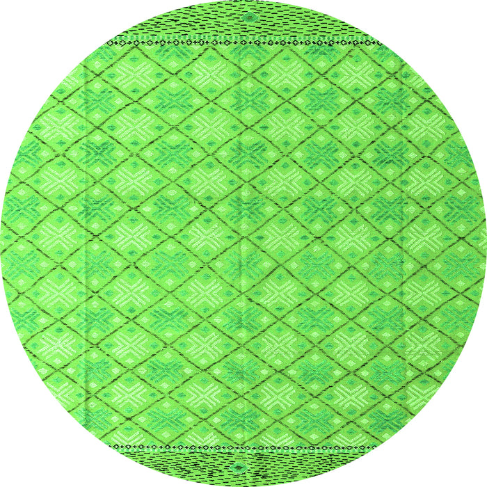 Round Machine Washable Abstract Green Modern Area Rugs, wshabs4809grn