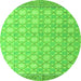 Round Machine Washable Abstract Green Modern Area Rugs, wshabs4809grn