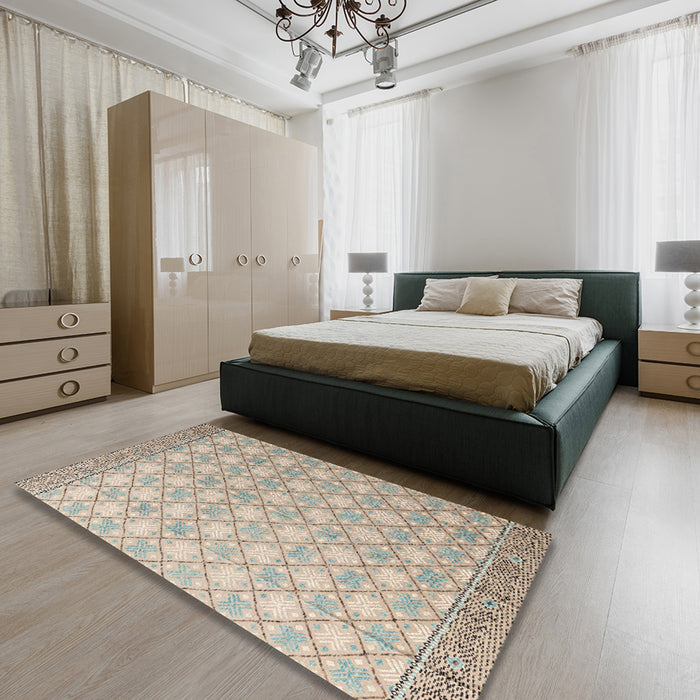Abstract Brown Modern Rug in a Bedroom, abs4809