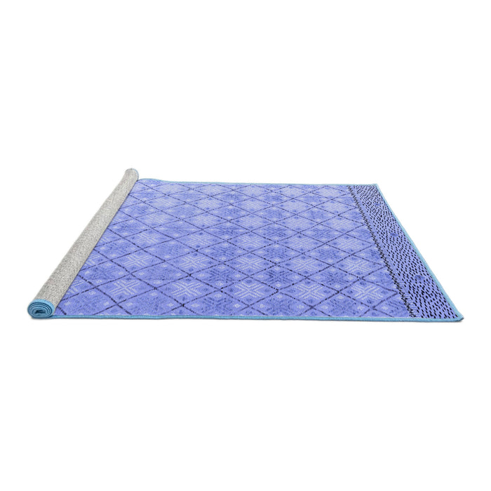 Sideview of Machine Washable Abstract Blue Modern Rug, wshabs4809blu