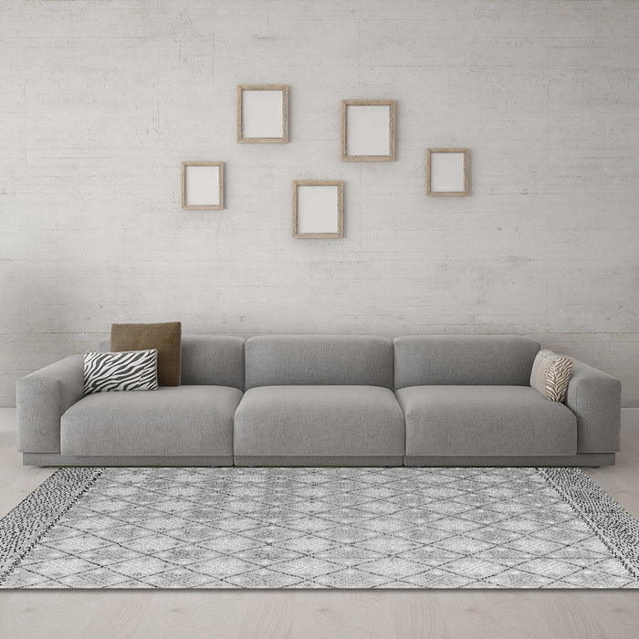 Machine Washable Abstract Gray Modern Rug in a Living Room,, wshabs4809gry