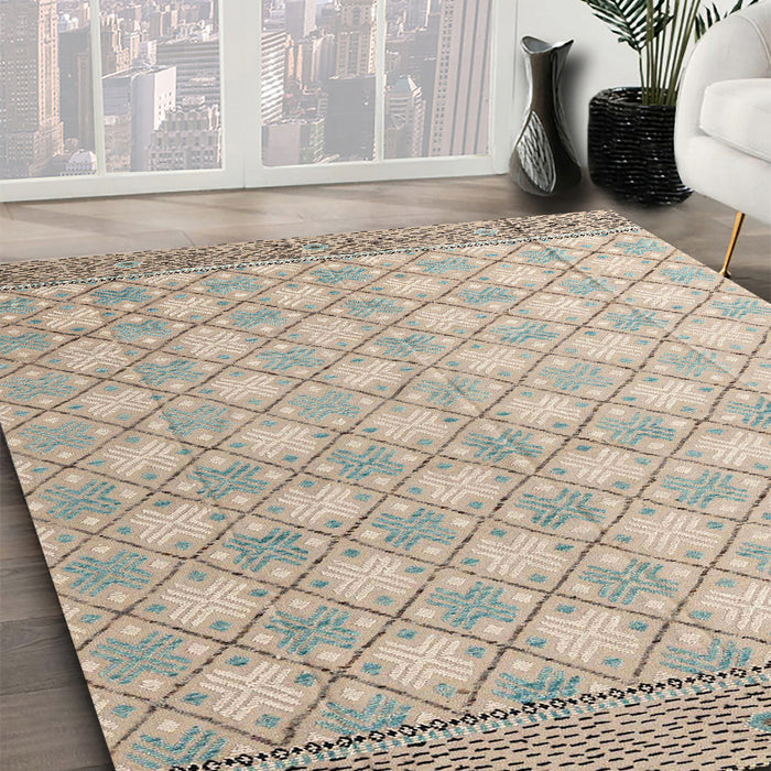 Abstract Brown Modern Rug in Family Room, abs4809