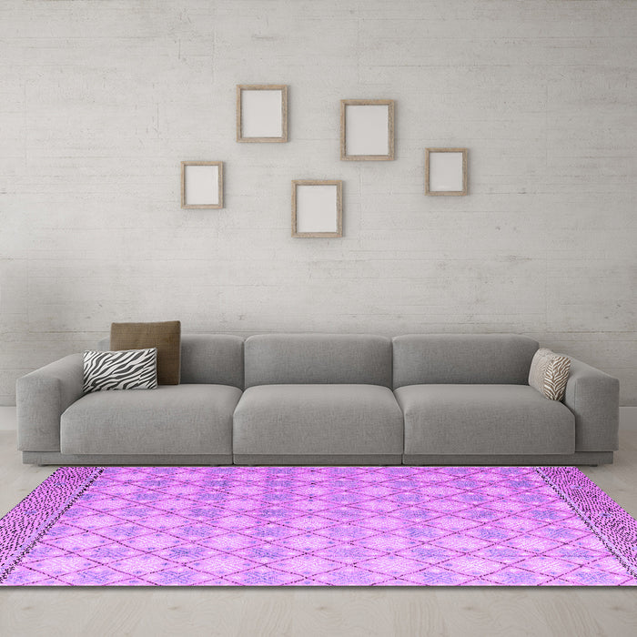 Machine Washable Abstract Purple Modern Area Rugs in a Living Room, wshabs4809pur