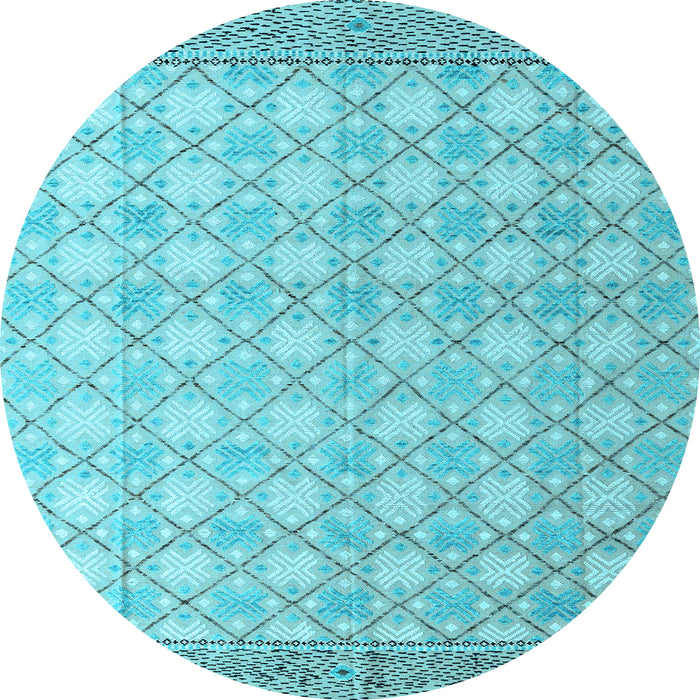 Round Abstract Light Blue Modern Rug, abs4809lblu