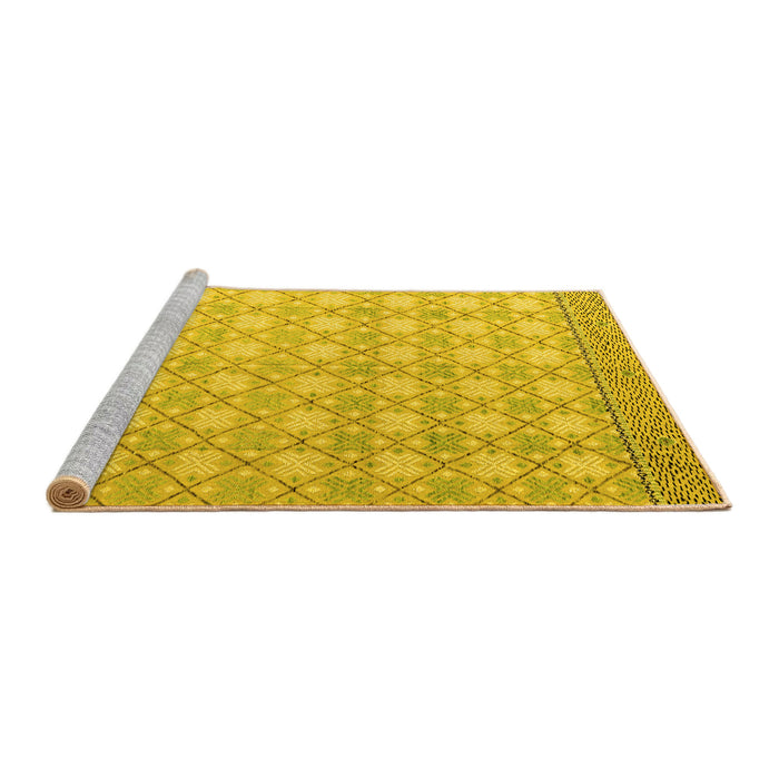 Sideview of Machine Washable Abstract Yellow Modern Rug, wshabs4809yw