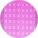 Round Machine Washable Abstract Pink Modern Rug, wshabs4809pnk