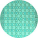 Round Abstract Turquoise Modern Rug, abs4809turq