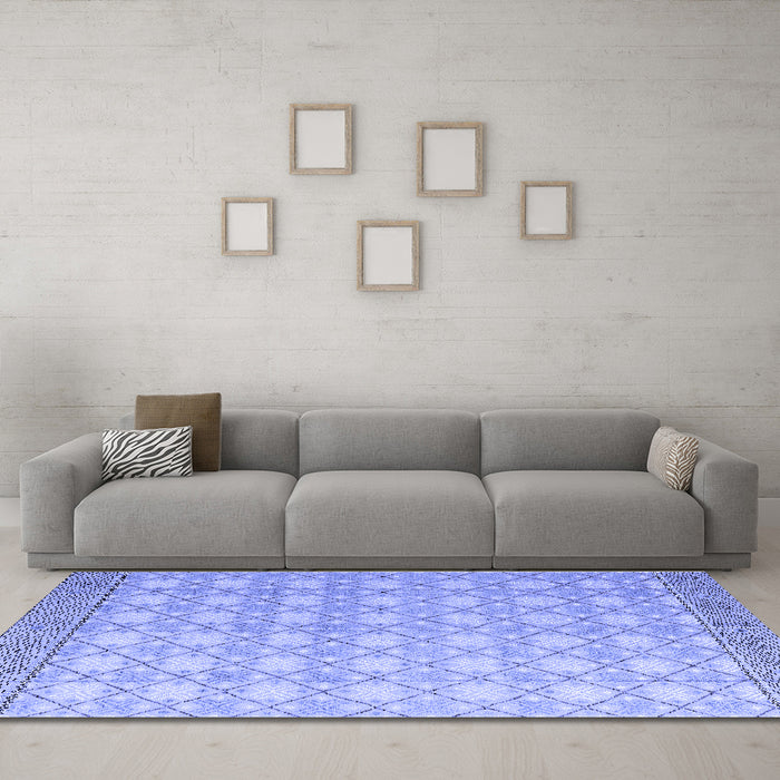 Machine Washable Abstract Blue Modern Rug in a Living Room, wshabs4809blu