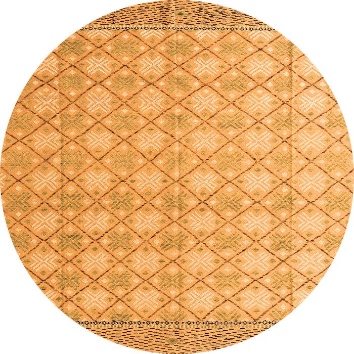 Round Machine Washable Abstract Orange Modern Area Rugs, wshabs4809org