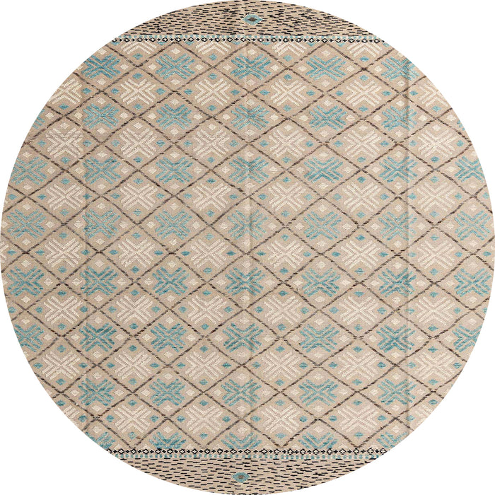 Round Machine Washable Abstract Brown Rug, wshabs4809