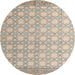 Round Machine Washable Abstract Brown Rug, wshabs4809