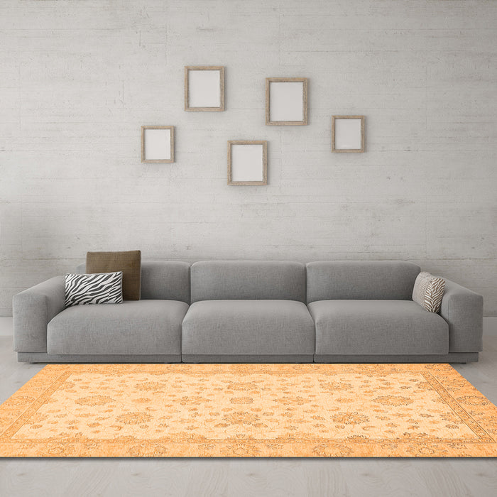 Machine Washable Oriental Orange Traditional Area Rugs in a Living Room, wshabs480org