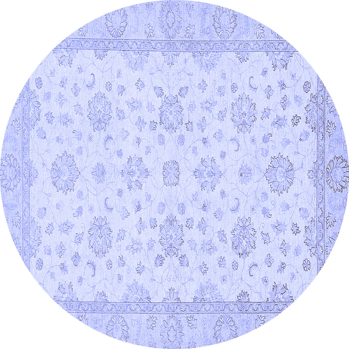Round Oriental Blue Traditional Rug, abs480blu