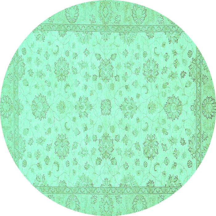 Round Oriental Turquoise Traditional Rug, abs480turq
