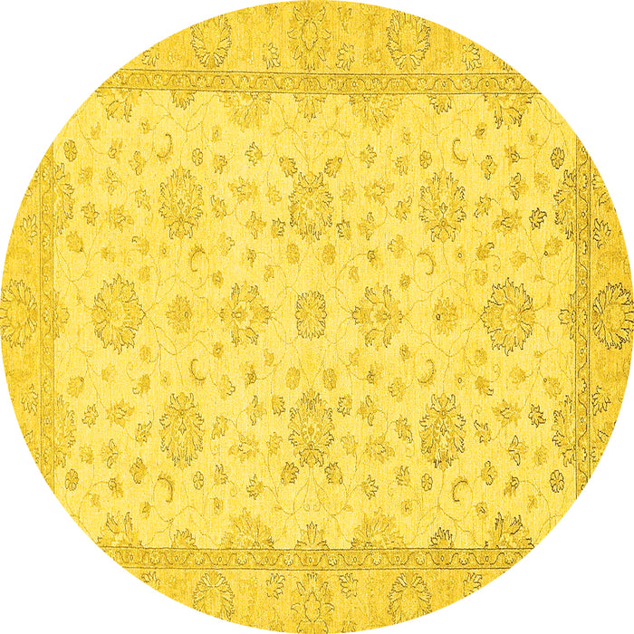 Round Oriental Yellow Traditional Rug, abs480yw