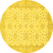 Round Oriental Yellow Traditional Rug, abs480yw