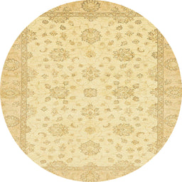 Round Machine Washable Abstract Orange Rug, wshabs480