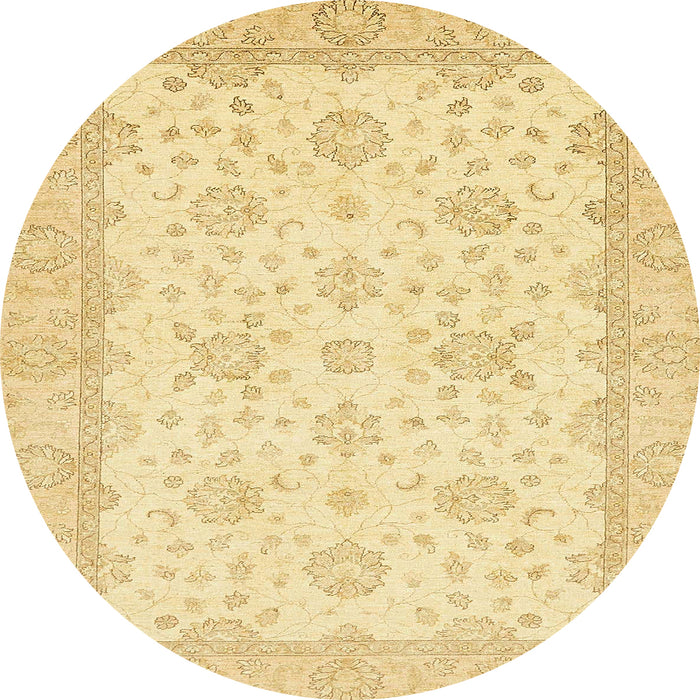 Round Machine Washable Abstract Orange Rug, wshabs480