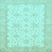 Square Machine Washable Oriental Light Blue Traditional Rug, wshabs480lblu