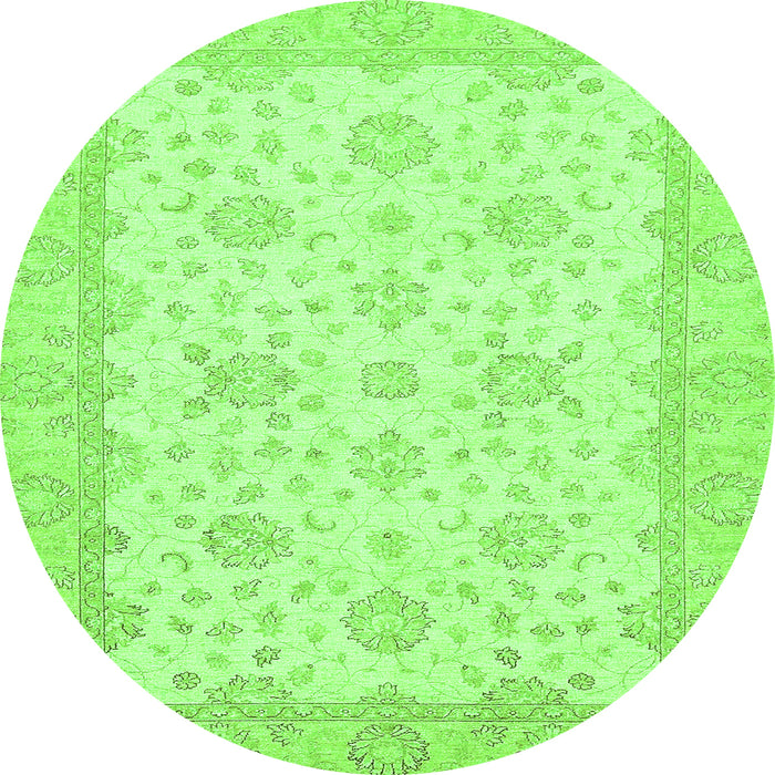 Round Oriental Green Traditional Rug, abs480grn