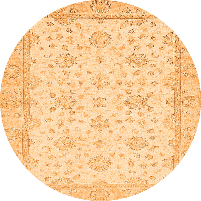 Round Machine Washable Oriental Orange Traditional Area Rugs, wshabs480org